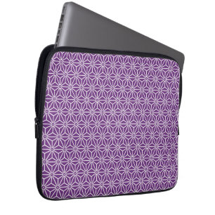 Oosterse Paarse Ayame Asanoha Japan Pattern Laptop Sleeve