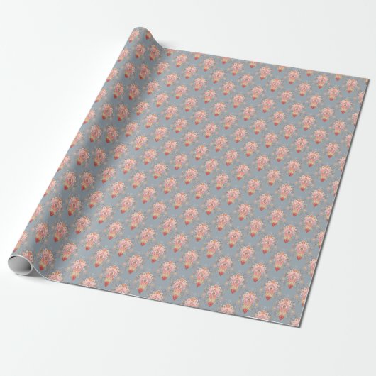 Oosterse Paisley Peacock Feather Achtergrond Cadeaupapier (Uitgerold)