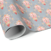 Oosterse Paisley Peacock Feather Achtergrond Cadeaupapier (Rol Hoek)