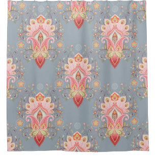 Oosterse Paisley Peacock Feather Achtergrond Douchegordijn