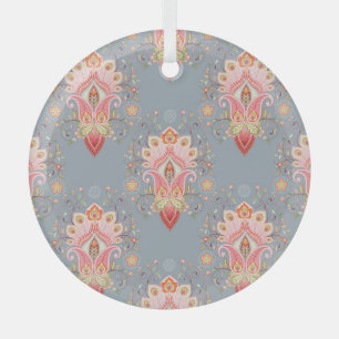 Oosterse Paisley Peacock Feather Achtergrond Glas Ornament