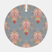 Oosterse Paisley Peacock Feather Achtergrond Glas Ornament (Achterkant)