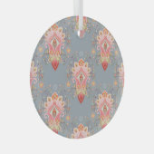 Oosterse Paisley Peacock Feather Achtergrond Glas Ornament (Voorkant Rechts)