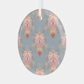 Oosterse Paisley Peacock Feather Achtergrond Glas Ornament (Voorkant links)