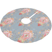 Oosterse Paisley Peacock Feather Achtergrond Kerstboom Rok (Gekanteld)