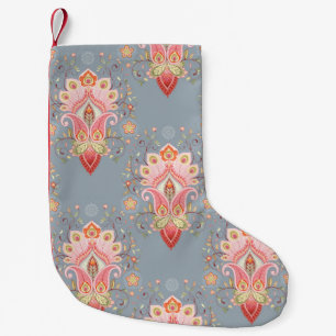 Oosterse Paisley Peacock Feather Achtergrond Kleine Kerstsok