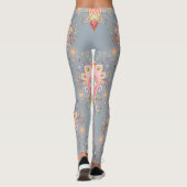 Oosterse Paisley Peacock Feather Achtergrond Leggings (Achterkant)