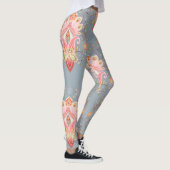 Oosterse Paisley Peacock Feather Achtergrond Leggings (Rechts)