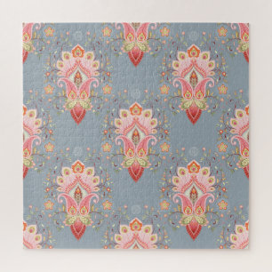 Oosterse Paisley Peacock Feather Achtergrond Legpuzzel