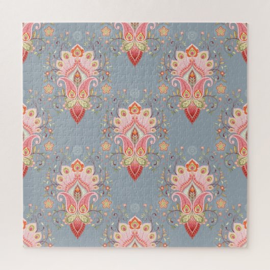 Oosterse Paisley Peacock Feather Achtergrond Legpuzzel (Verticaal)
