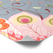 Oosterse Paisley Peacock Feather Achtergrond Poster (Hoek)