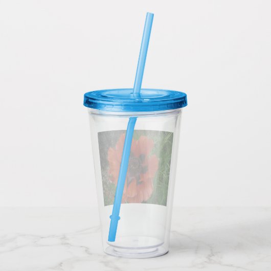Oosterse papaver acryl drinkbeker (Achterkant)