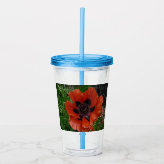 Oosterse papaver acryl drinkbeker (Voorkant)