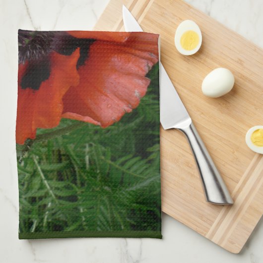 Oosterse papaver theedoek (Quarter Fold)