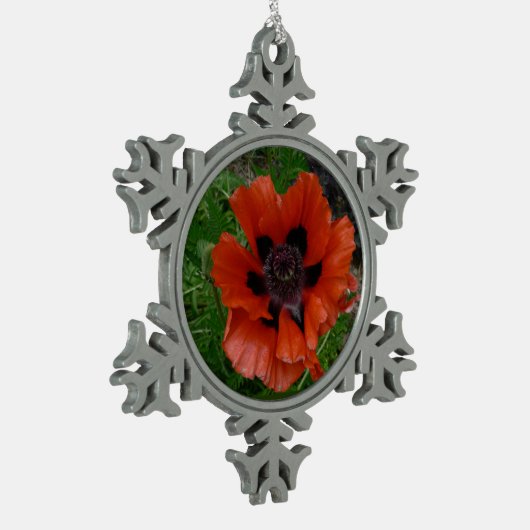 Oosterse papaver tin sneeuwvlok ornament (Links)