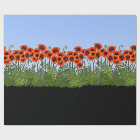 Oosterse papavertuin cadeaupapier (Vlak)