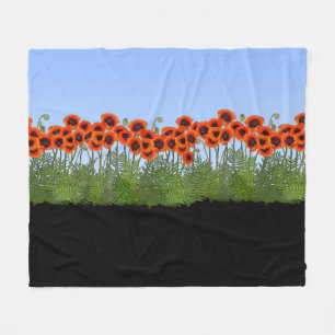 Oosterse papavertuin fleece deken