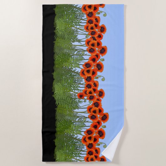 Oosterse papavertuin strandlaken (Voorkant)