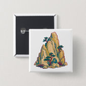Oosterse pixelpainting vierkante button 5,1 cm (Voorkant /achterkant)