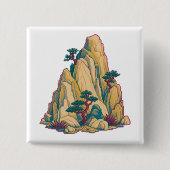 Oosterse pixelpainting vierkante button 5,1 cm (Voorkant)