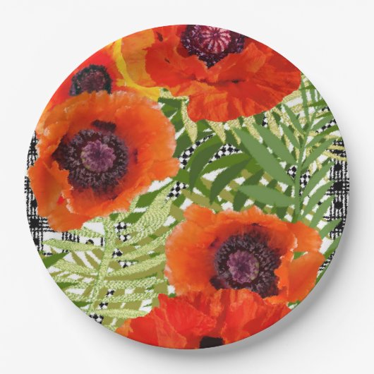 Oosterse Poppy Stijl Papieren Bordje (Voorkant)