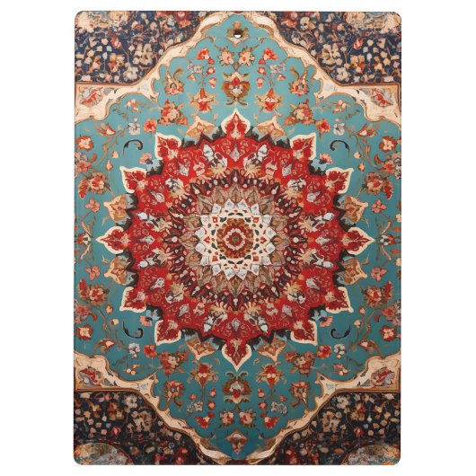 Oosterse Retro Perzische Patroon Rode Crème Blauw Klembord (Achterkant)