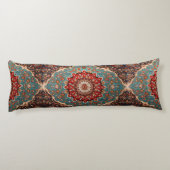 Oosterse Retro Perzische Patroon Rode Crème Blauw Lichaamskussen (Achterkant)