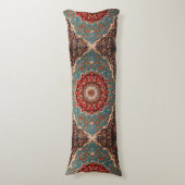 Oosterse Retro Perzische Patroon Rode Crème Blauw Lichaamskussen (Voorkant Verticaal)