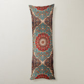 Oosterse Retro Perzische Patroon Rode Crème Blauw Lichaamskussen (Achterkant (Verticaal))