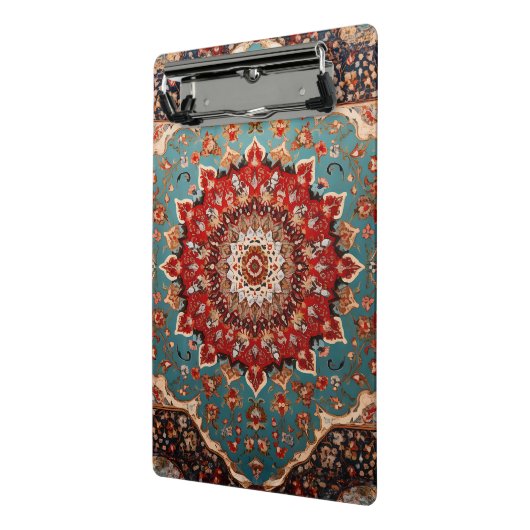 Oosterse Retro Perzische Patroon Rode Crème Blauw Mini Klembord (Angled2)