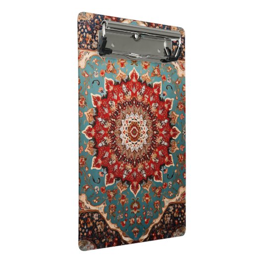 Oosterse Retro Perzische Patroon Rode Crème Blauw Mini Klembord (Schuin)