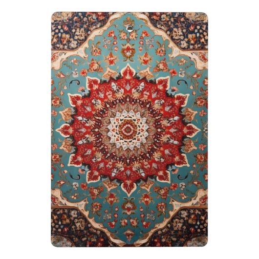 Oosterse Retro Perzische Patroon Rode Crème Blauw Mini Klembord (Achterkant)