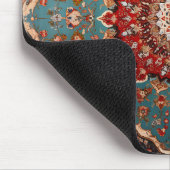 Oosterse Retro Perzische Patroon Rode Crème Blauw Muismat (Hoek)