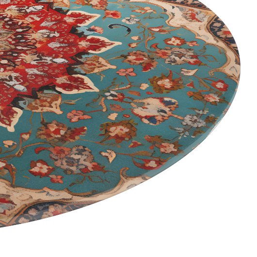 Oosterse Retro Perzische Patroon Rode Crème Blauw Snijplank (Hoek)