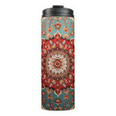 Oosterse Retro Perzische Patroon Rode Crème Blauw Thermosbeker (Voorkant)