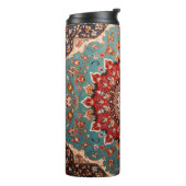 Oosterse Retro Perzische Patroon Rode Crème Blauw Thermosbeker (Gedraaid links)