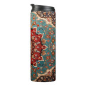 Oosterse Retro Perzische Patroon Rode Crème Blauw Thermosbeker (Geroteerd rechts)