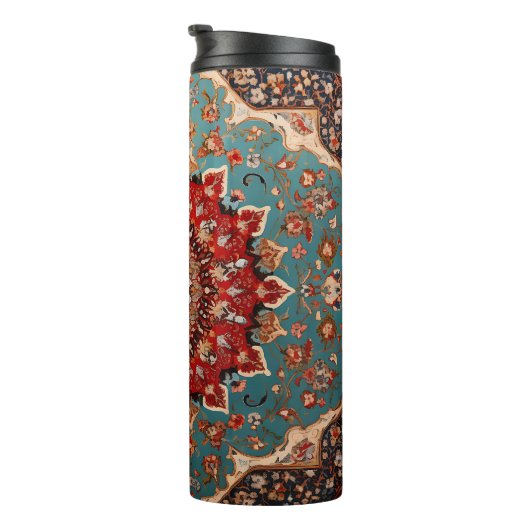 Oosterse Retro Perzische Patroon Rode Crème Blauw Thermosbeker (Geroteerd rechts)