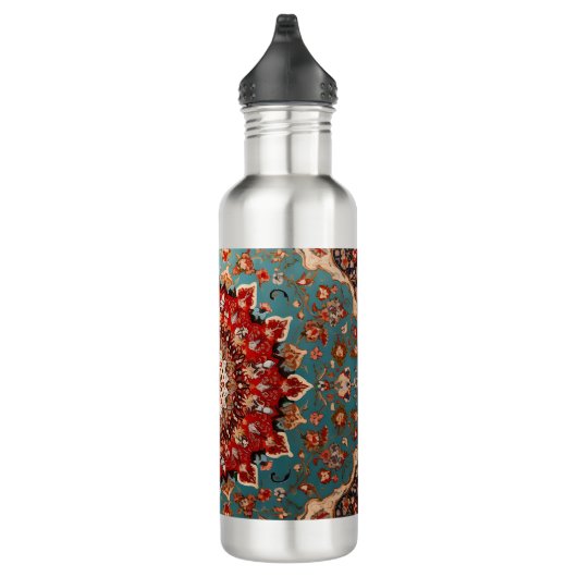 Oosterse Retro Perzische Patroon Rode Crème Blauw Waterfles (Rechts)