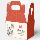 Oosterse rode bloem vogel Chinese bruiloft Bedankdoosjes (Open)