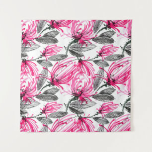 Oosterse rode bloem: Waterverf. Wandkleed