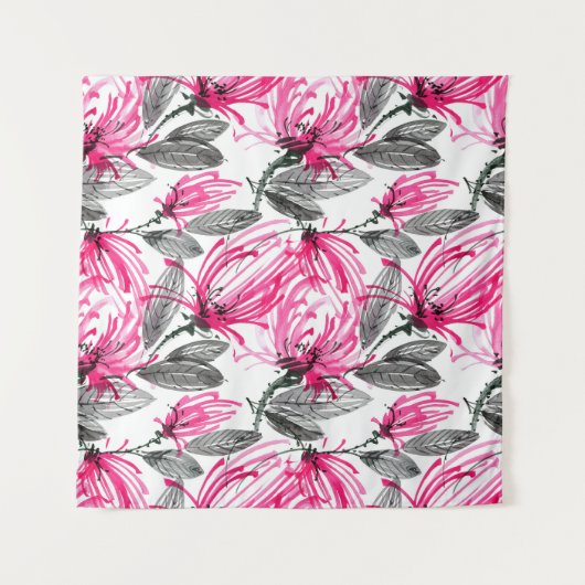 Oosterse rode bloem: Waterverf. Wandkleed (Voorkant)