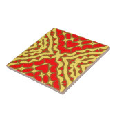 Oosterse rode en gele mozaïek geometrisch patroon tegeltje (Zijkant)