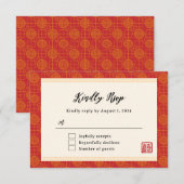 Oosterse rode moderne Chinese bruiloft RSVP Kaartje (Voorkant / Achterkant)