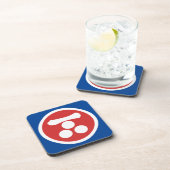 Oosterse Rode Mori Japan Samurai Mon Vector Kunst Bier Onderzetter (Rechterzijde)