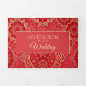 OOSTERSE Rood Gouden Patroon - Uitnodigingskaart Drieluik Uitnodiging (Cover)