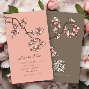 Oosterse Roze Perzikbloesem Elegante Chic Sakura Visitekaartje