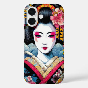 Oosterse schoonheid Geisha Maiko sakura bloemen go iPhone 16 Hoesje