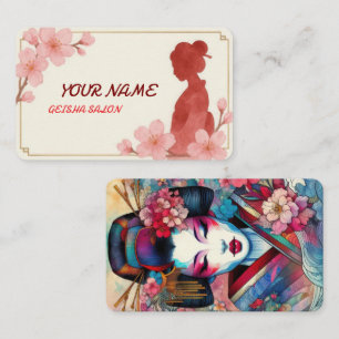 Oosterse schoonheid Geisha salon waterverf sakura Visitekaartje