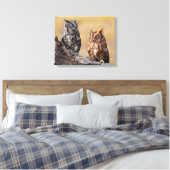 Oosterse schroevendraaide Ow Roosting in Tree Canvas Afdruk (Insitu (Slaapkamer))